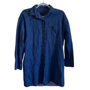 Button Up Denim Shirt Jacket Long / Frank And Oak / Women's M / Long Sleeve